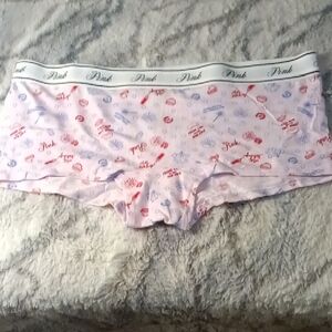 PINK Victoria's Secret Light Pink Panties with Red and Blue Accents